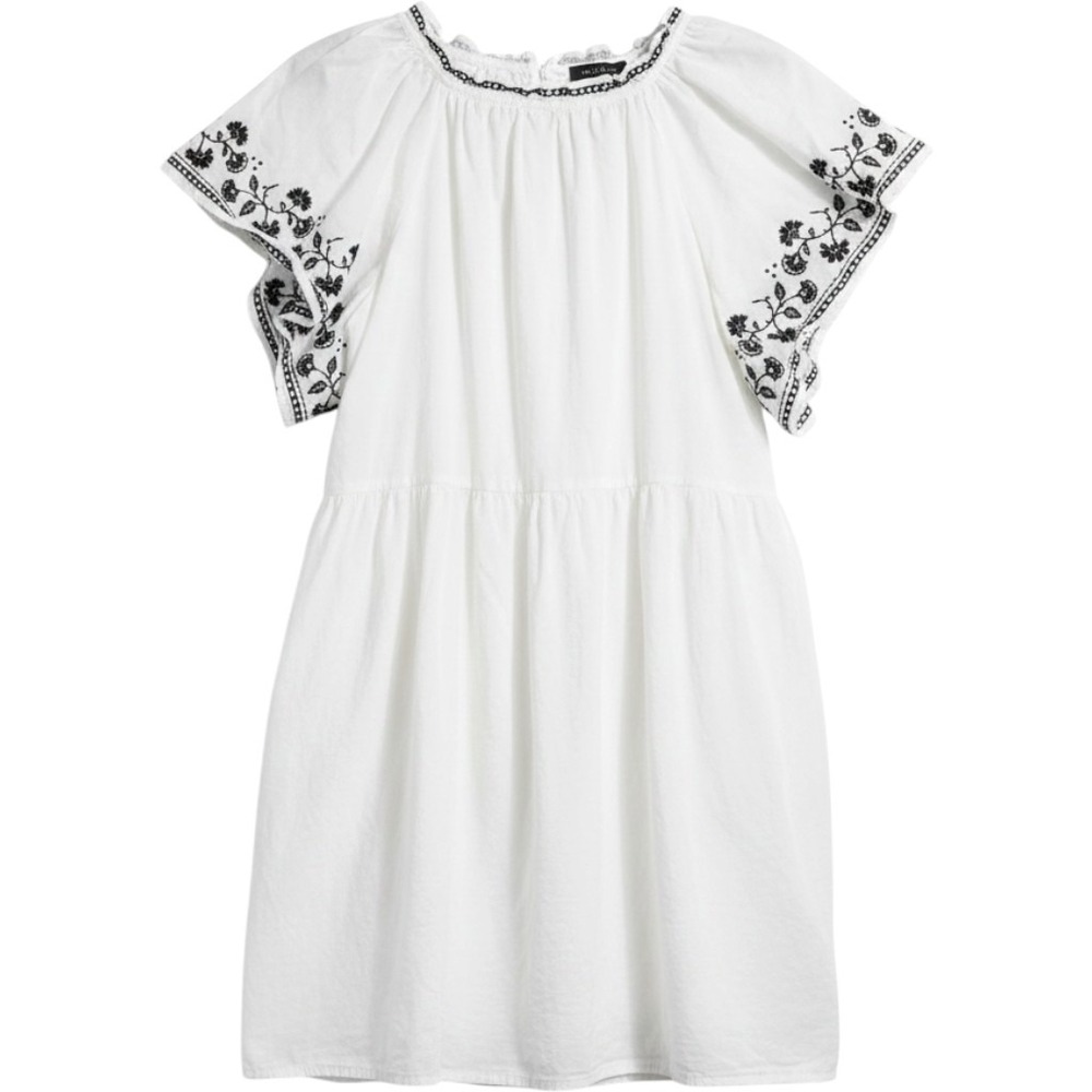 Old Navy Dress Women XL White Cotton Embroidered Cotton Boho Babydoll Pockets - Picture 3 of 10